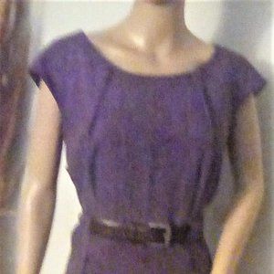 Connected Apparel - Brown Belted Sheath Dress